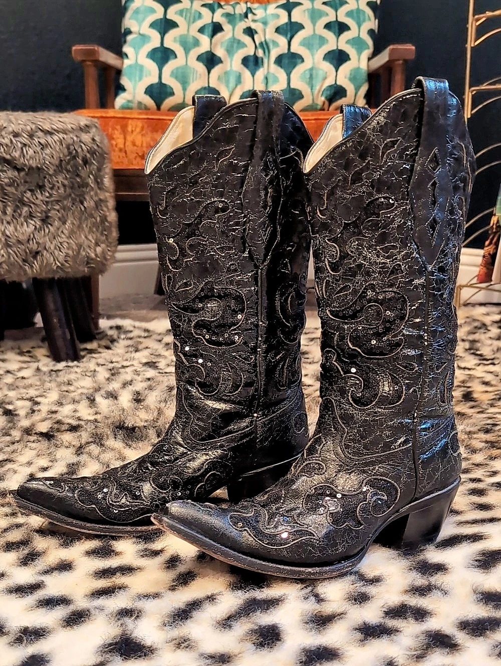Corral Embroidered Sequin Western Boots US 7.5 M